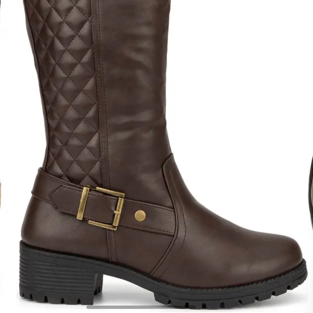 New in Box - Olivia Miller Quilted High Shaft Brown Boots size 8.5